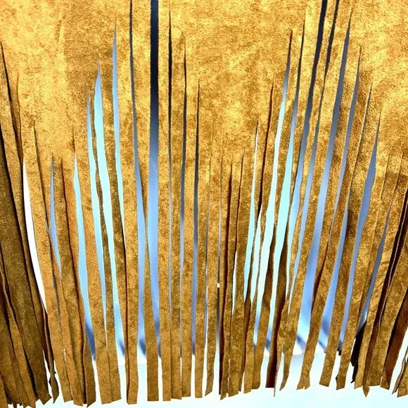 Sleeveless Suede Fringe Boho Vest Flower Cutout Design Belle Tweed XL Brown - Picture 7 of 11